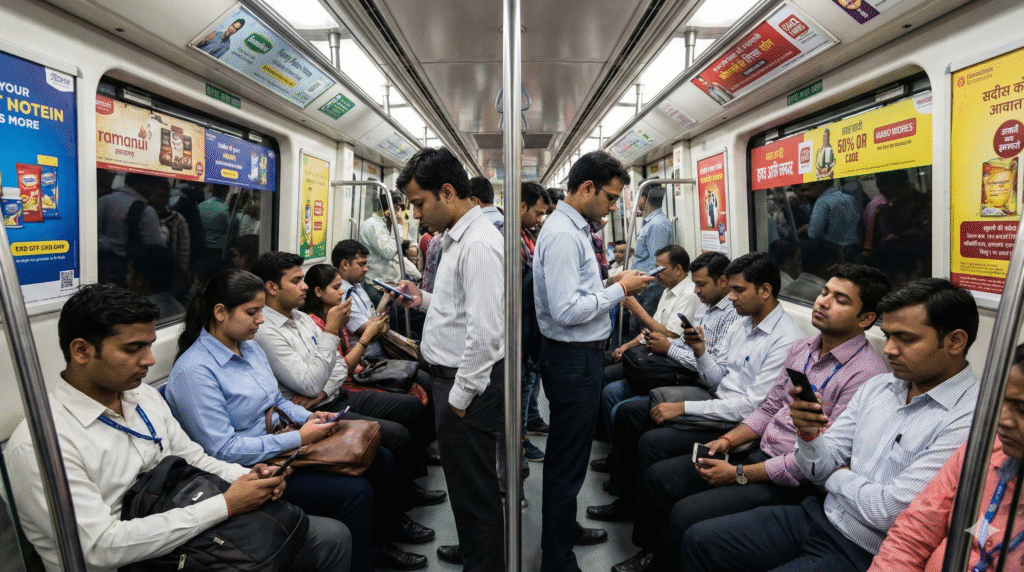 Indian young professionals scrolling 